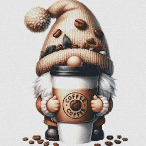 Kaffee Liebhaber Kreuzstichmuster, Morgen Tasse Kaffee x-Stich Design, Zwerg Stickmuster