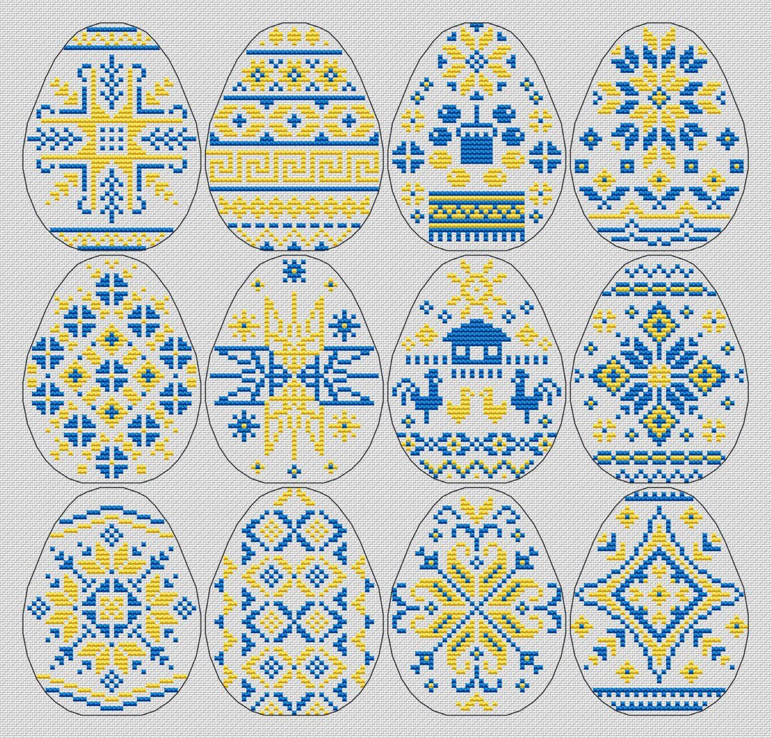 Easter Eggs Ukrainian Ornament Cross Stitch Patterns, Easter Painted ...