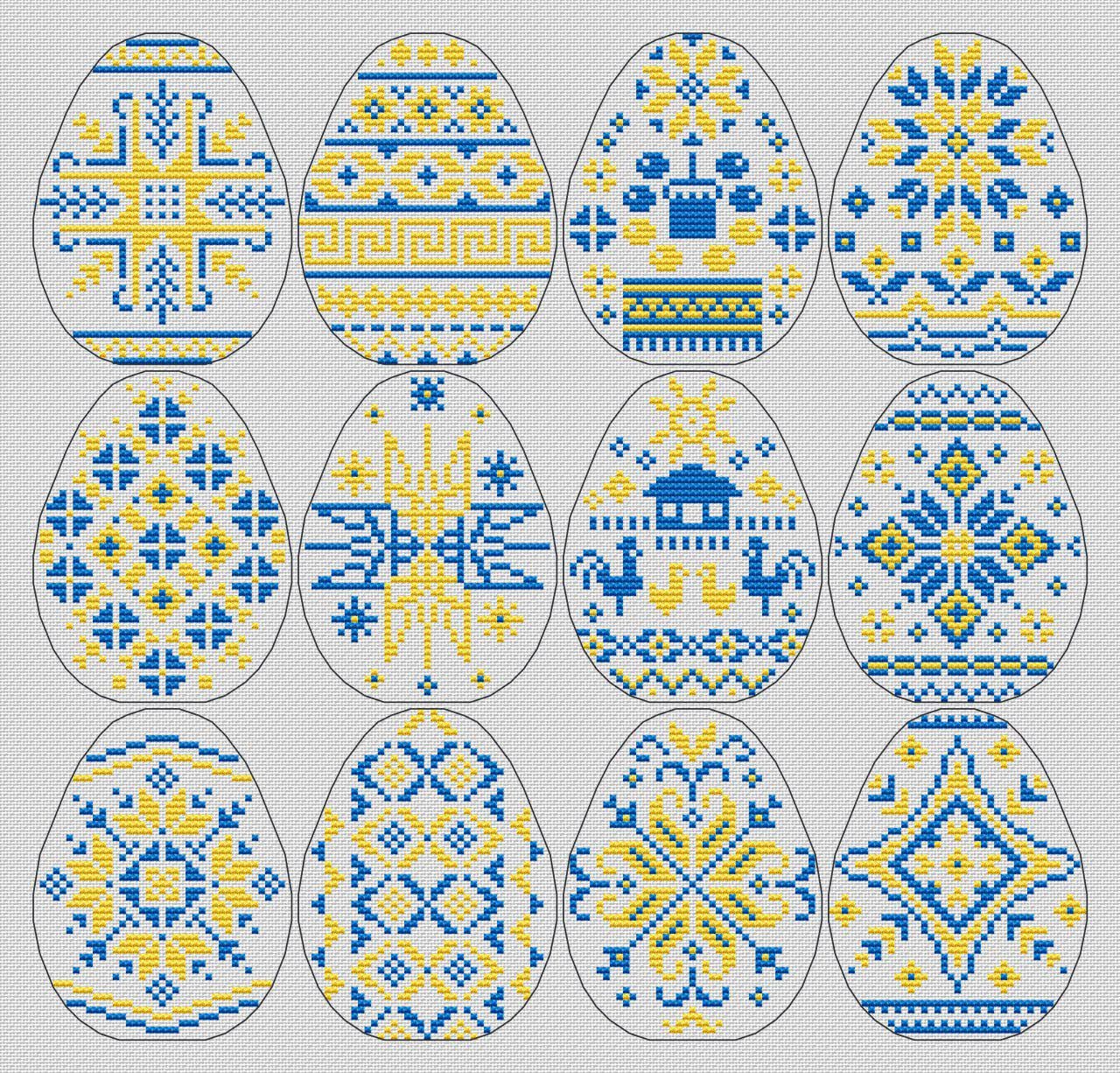 Easter Eggs Ukrainian Ornament Cross Stitch Patterns, Easter Painted ...