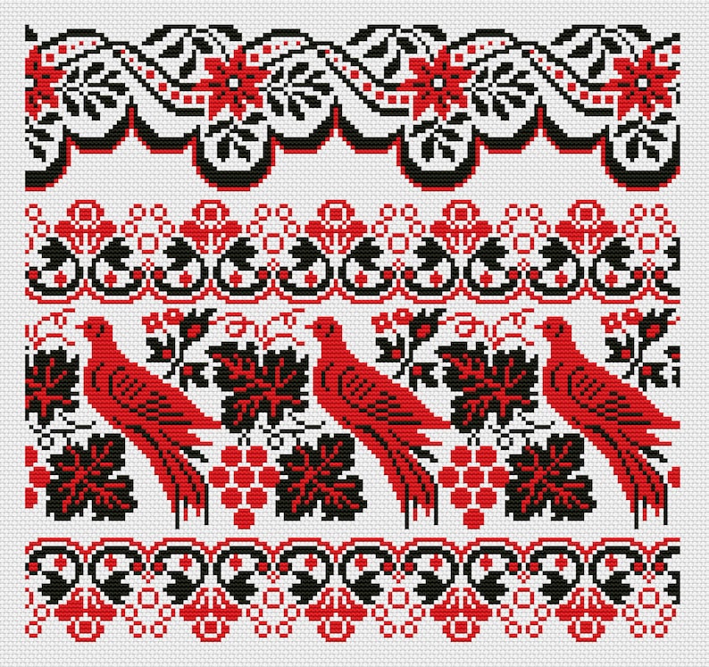 Set of Ukrainian cross stitch patterns, traditional folk embroidery, PES & Saga digital files, vyshyvanka embroidery image 3