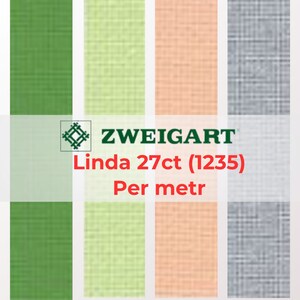 Lichtgroene en perzikroze kruissteekstof, Zweigart Linda 27kt canvas, grijze katoenen borduurstof, rode gelijkmatig geweven stof, 9 kleuren