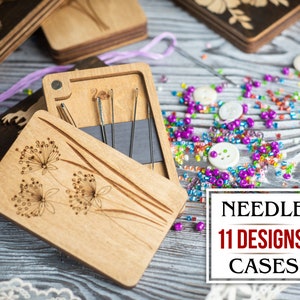 BENBO 2 Pieces Wooden Needle Case Sewing Needle Tubes Toothpick Storage Box  Wood Needle Holder for Sewing Embroidery Hand Crafts