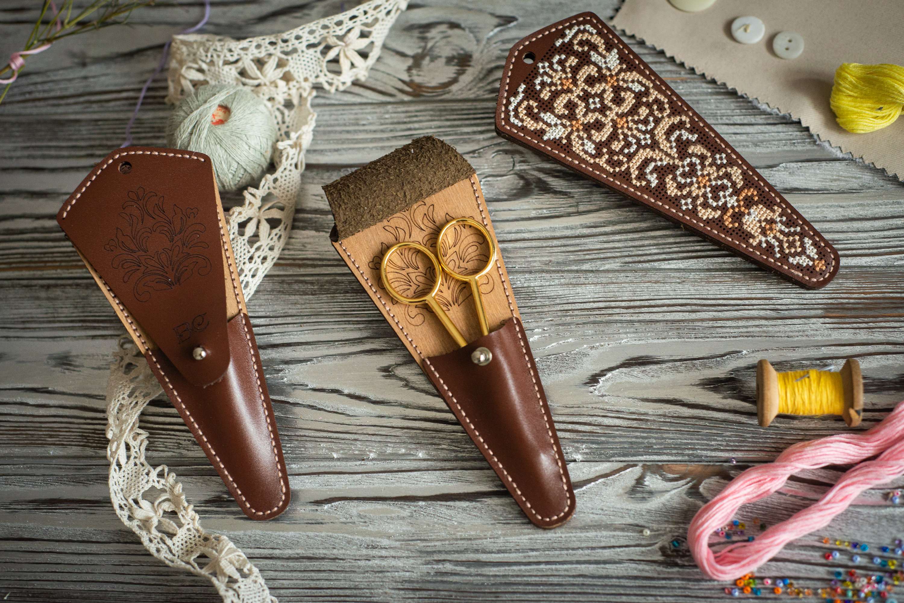 Scissors holder embroidery DIY kit craft case making set Etsy