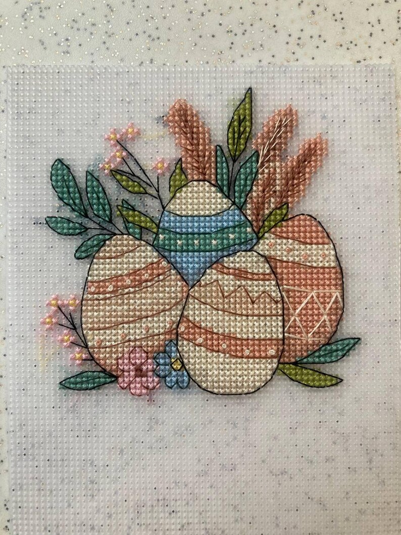 Easter Eggs X-stitch Design, Colored Eggs Cross Stitch Chart, Easter ...