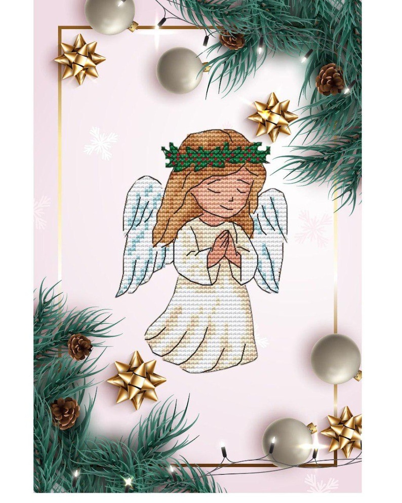 Religious Cross Pattern Christmas Angel Cross Stitch Pattern, Little Praying Angel PDF ...