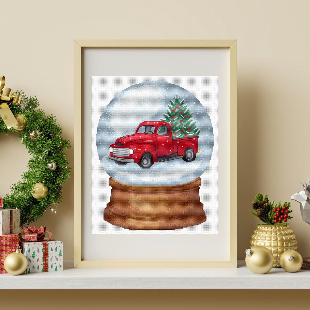 Red Car in a Snow Globe Cross Stitch Pattern - Etsy