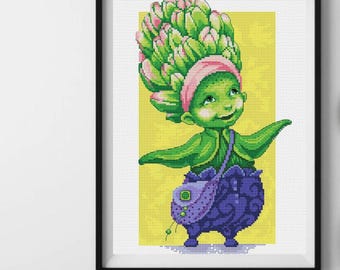 Hyacinth Cross-stitch PDF pattern, floral counted cross stitch chart for beginners