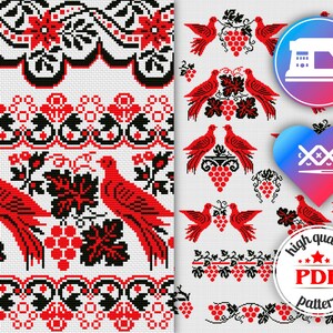 Set of Ukrainian cross stitch patterns, traditional folk embroidery, PES & Saga digital files, vyshyvanka embroidery image 2