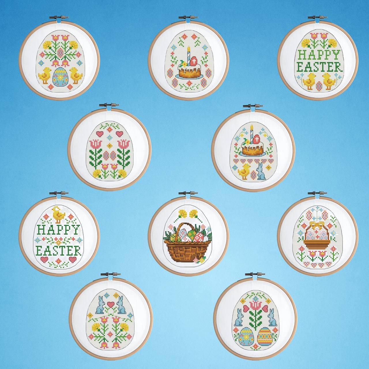 Easter Eggs Cross Stitch Pattern, Happy Easter Bundle 10 Designs X ...