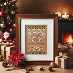 Weinachten Sampler Kreuzstichmuster, kleines Weihnachten PDF Design, Weihnachtspostkarte Kreuzstich,Weihnachtsgeschenk Kreuzstich,Weihnachten Nadelspitze Stickmuster