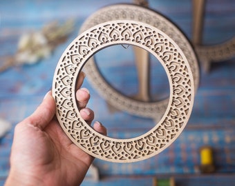 23 cm rund magnetisk korsstygnsram, broderiring med nålhållare och stativ, trävägghängare av trä