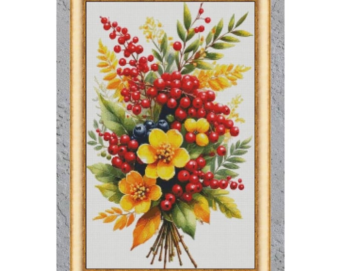 Autumn Bouquet Digital Cross Stitch Pattern, - Etsy Canada