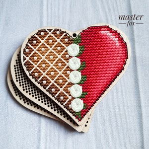 Conjunto de 6 padrões de ponto cruz de coração pequeno, desenho de bordado de São Valentim, conjunto de 6 mini corações