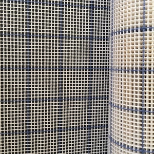 May include: A roll of white plastic canvas with blue grid lines. The canvas is used for needlepoint and other crafts.
