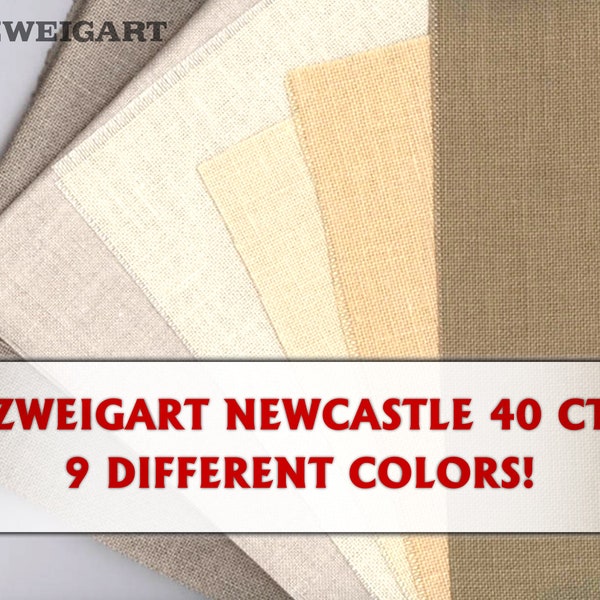 Zweigart Newcastle 40 ct cross stitch cloth, Linen embroidery fabric, Cross stitch canvas, Needlework cloth, 9 colors