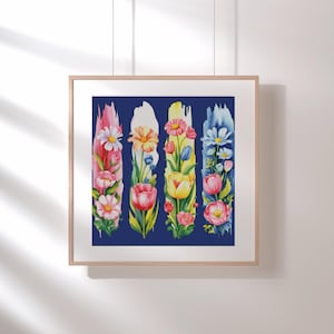 Padrão de ponto cruz com flores, painel floral em ponto x, gráfico botânico de arco-íris, campo de flores silvestres