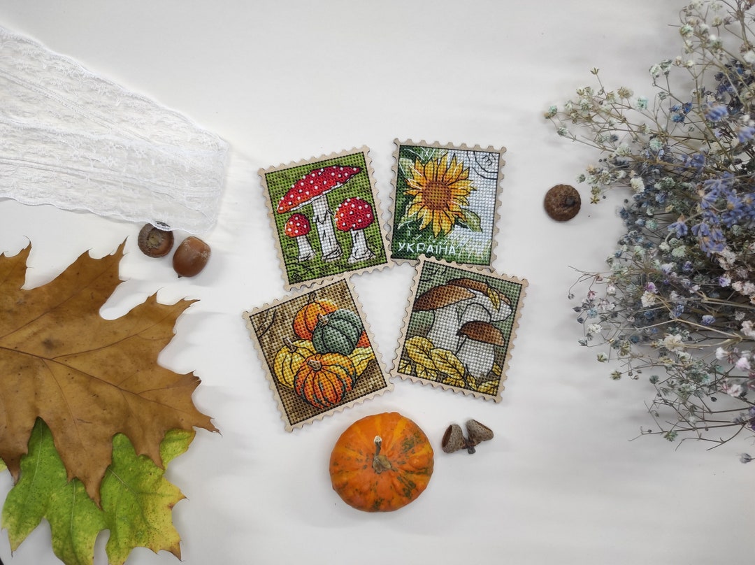 DIY Wooden Crossstitch Kit With All Materials Tagetes Sun Etsy