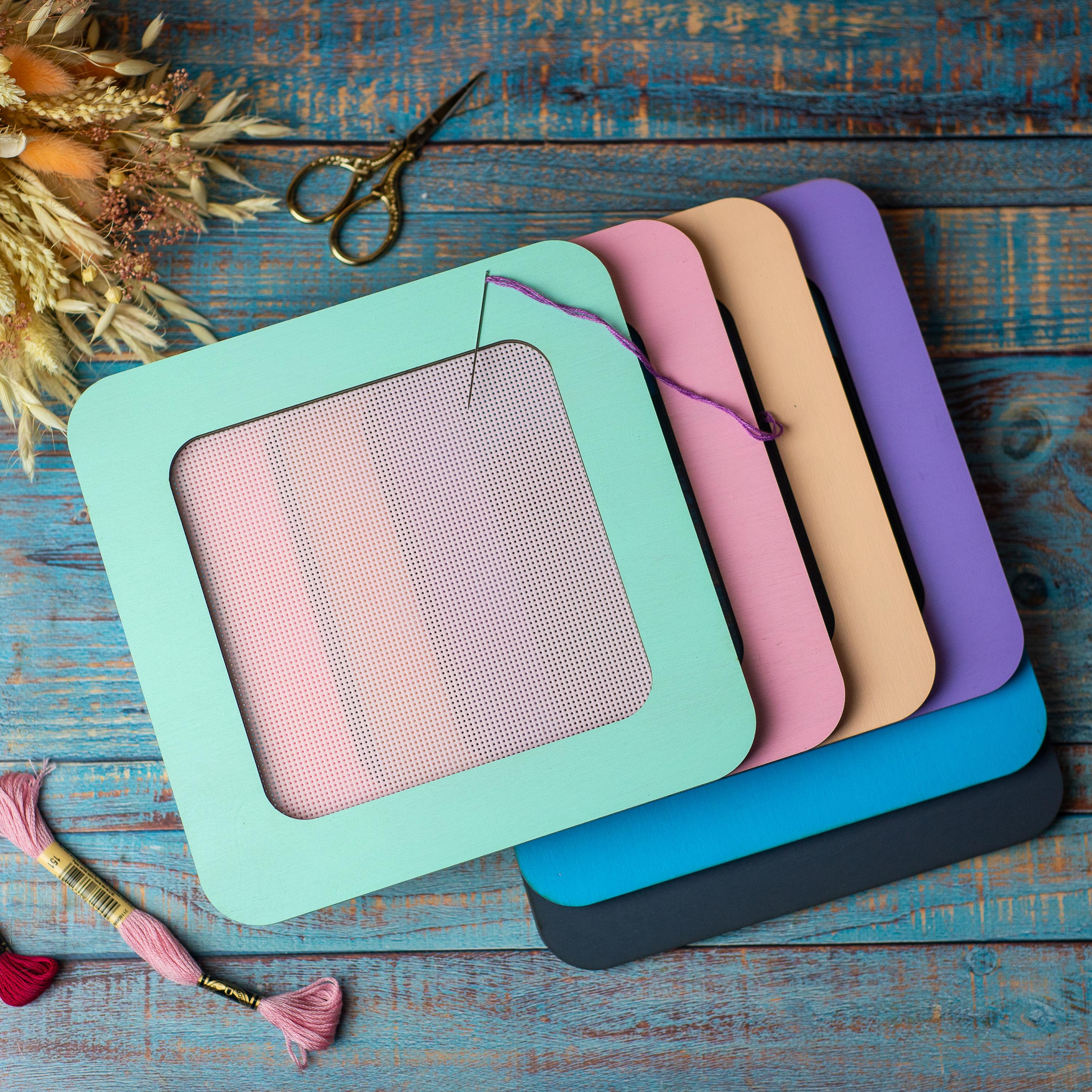 5.5"x 5.5" Colorful wooden magnetic embroidery, cross-stitch hoop, for plastic canvas kit, perforated paper, canvas, for square kit