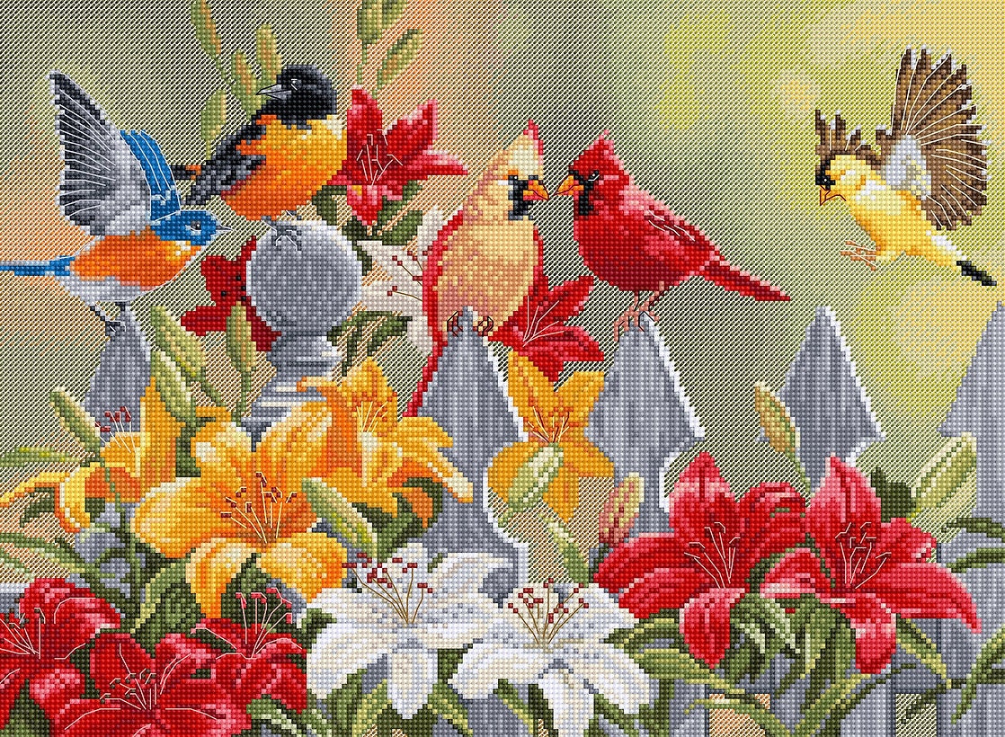 Kit de bordado de flores de pájaros para adultos principiantes, kits de  punto de cruz estampado con patrón de pájaros, aros de tela bordados, hilos  y