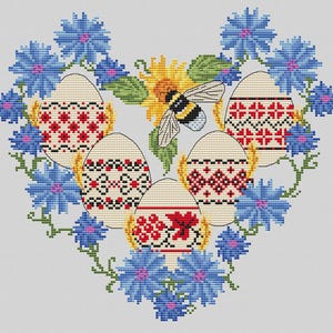 Easter eggs x stitch pattern, Ukrainian folk design cross stitch, vyshivanka sampler cross stitch pattern