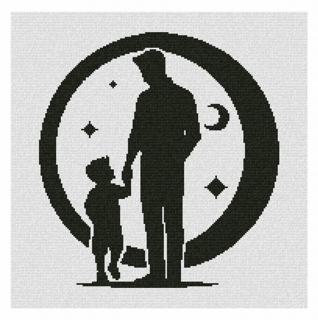 Father Son Pattern Dad and Daughter Easy Cross Stitch Pattern, Father & Son X-stitch ...