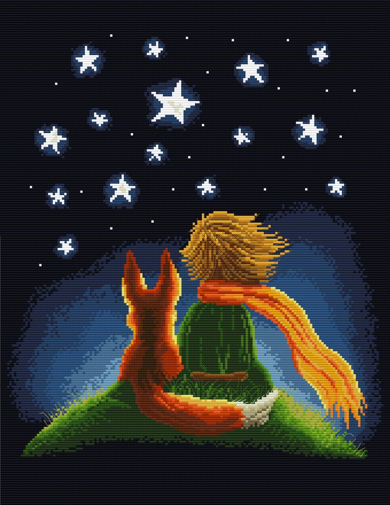 The Little Prince cross stitch pattern, counted cross stitch, PDF pattern image 3