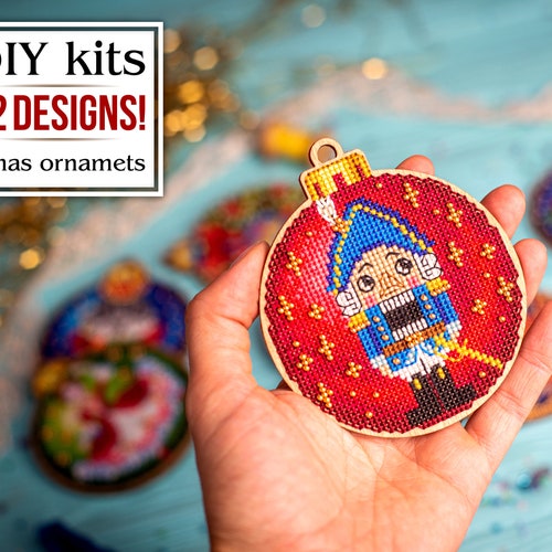 Christmas Ornament Bead Embroidery Kit Embroidered Christmas Etsy