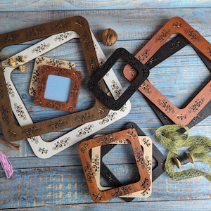 Ready to ship, Wooden magnet square frame, plastic canvas, perforated paper hoops, Embroidery craft supplies, cross stitch frame on magnets