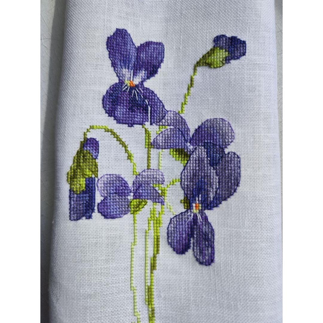 Purple Violet Cross Stitch Pattern, Flower PDF Digital, Pansies X