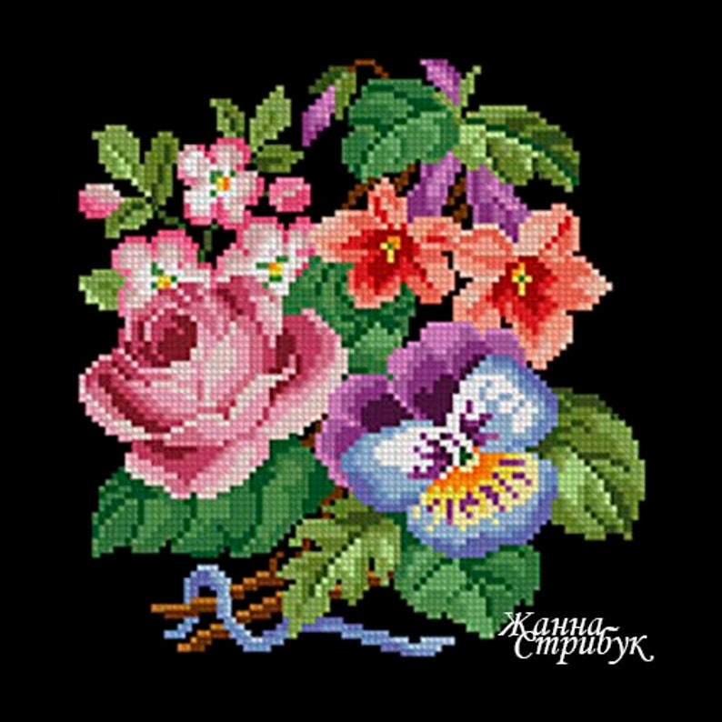 Floral Embroidery Digital File PDF Cross Stitching Chart - Etsy