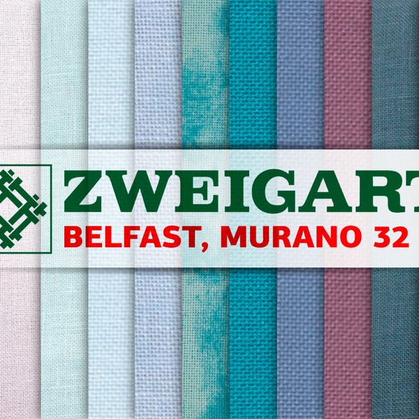 Fabric for embroidery, Zweigart Murano & Belfast 32 ct, needlepoint canvas AIDA 32 count, cross stitch cloth, 12 colors
