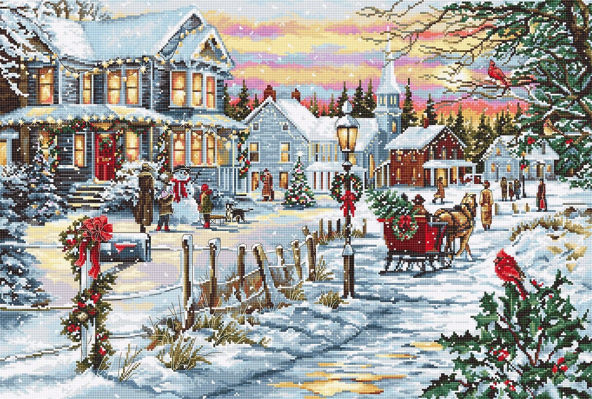 Christmas Landscape Counted Cross Stitch Kit Winter Village Etsy UK