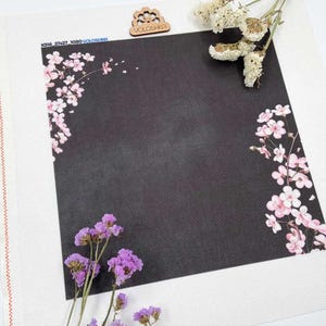 Zweigart Black Floral 16 ct embroidery fabric, Aida canvas, cotton needlepoint canvas, cross-stitch cloth with spring flowers, 4 colors