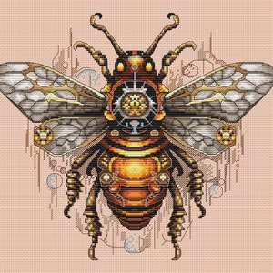 Bee cross stitch pattern, bumblebee design, insects animal embroidery, instant download PDF