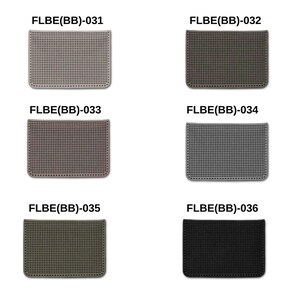 Op de afbeelding: Zes verschillende kleurvariaties van een rubberen vloermat met een rasterpatroon. De matten zijn gelabeld FLBE(BB)-031, FLBE(BB)-032, FLBE(BB)-033, FLBE(BB)-034, FLBE(BB)-035 en FLBE(BB)-036.