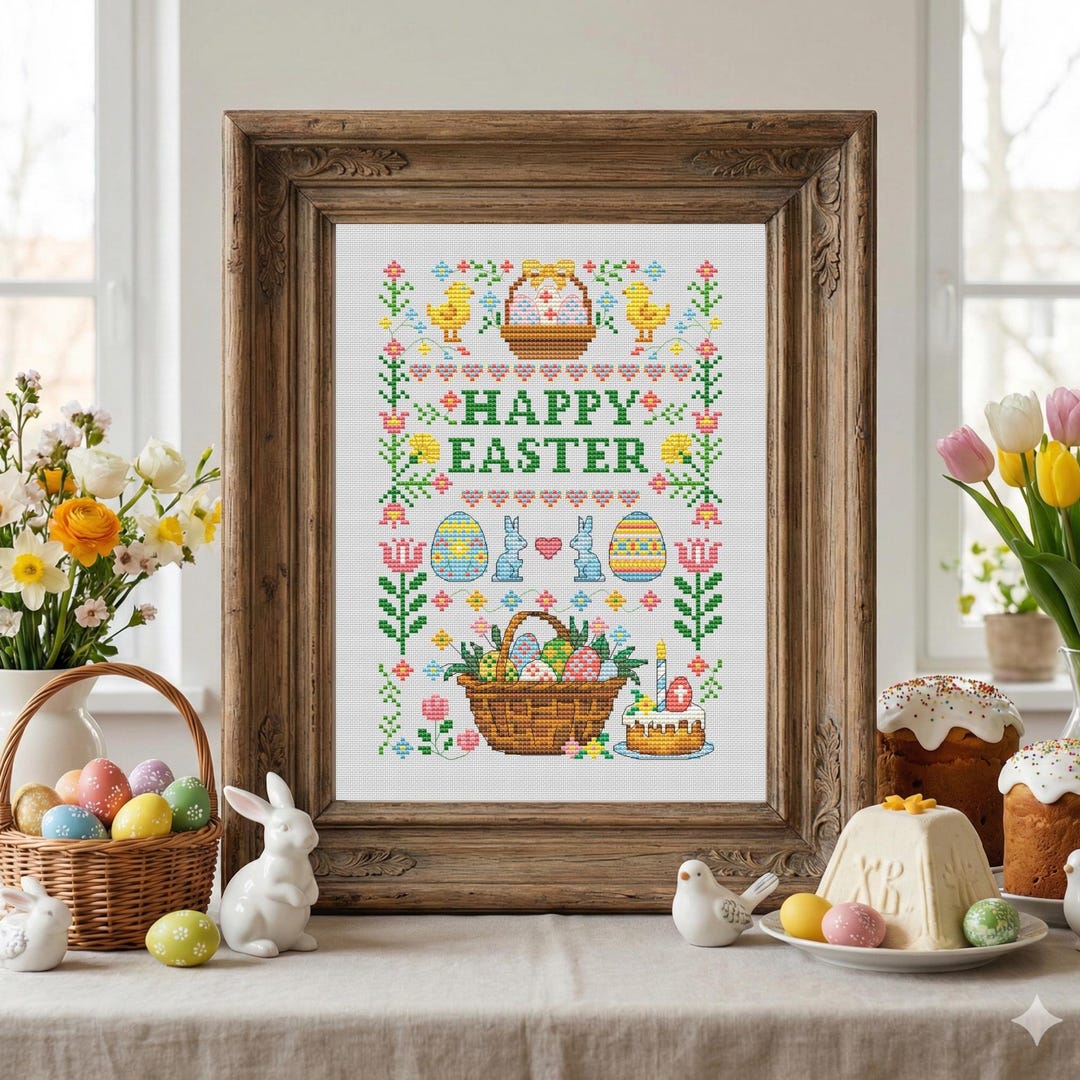 Happy Easter Sampler Cross Stitch Pattern - Etsy