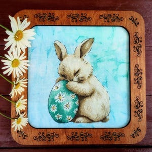 Patrón de punto de cruz de conejito de Pascua con huevo pintado, archivos PDF de decoración del hogar para regalos de Pascua, diseño de conejo de Pascua con punto de cruz, decoración de pared DIY de primavera