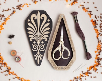 Scissors case, Modern cross stitch tools, Hand embroidery supplies, Craft organizer