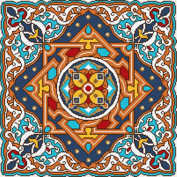 Cross stitch patterns for pillow cover, adults hobby craft, DIY Moroccan motifs accent cushion, oriental home decor