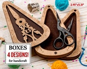 Small plywood etui for embroidery scissors storage, Needlework organizer, Scissors case, Modern sross stitch tools, Embroidery accessory