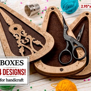 Small plywood etui for embroidery scissors storage, Needlework organizer, Scissors case, Modern sross stitch tools, Embroidery accessory