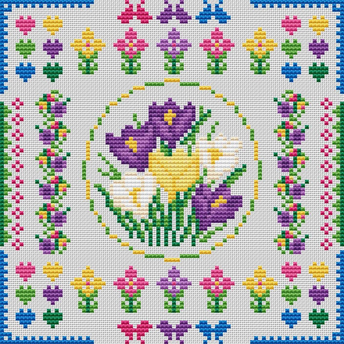 Crocuses Easy Cross Stitch Pattern, Spring Flower Sampler Xstitch - Etsy