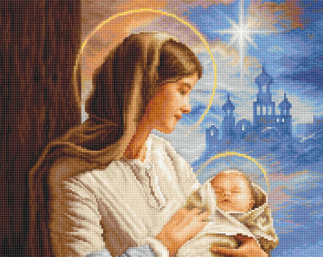 5D Diamond Painting Kit Cross Stitch Religion Leader Icon Mosaic Rhinestone  mbroidery Maternal Love Child Religious Craft Supply for Home Wall Decor 