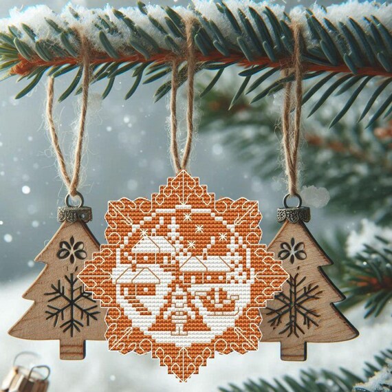 ジンジャースノーフレークオーナメントクロスステッチパターン