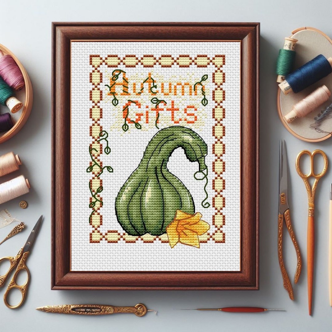 Pumpkin Cross Stitch Pattern, Thanksgiving Embroidery Design, PDF ...