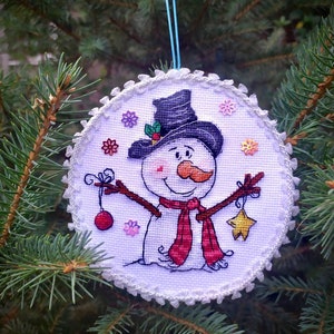 Snowman cross stitch pattern, Christmas embroidery designs, Winter PDF cross stitch chart