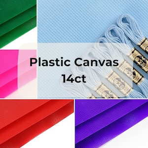 刺繍、カラープラスチックメッシュ、クロスステッチ、針仕事用の 14 カウントプラスチックキャンバス