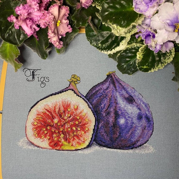 Figs cross-stitch pattern, fall hand embroidery file, counted cross stitch chart, Kitchen stitching patterns