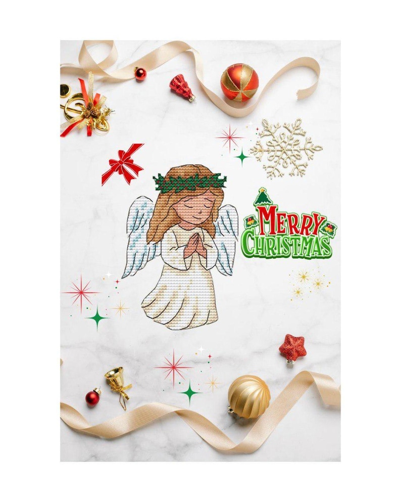 Religious Cross Pattern Christmas Angel Cross Stitch Pattern, Little Praying Angel PDF ...