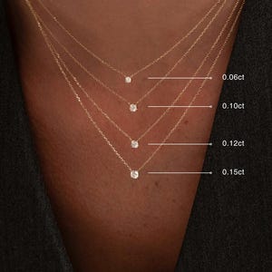 14K Gold Solitaire Diamond Necklace: Delicate Gold Chain